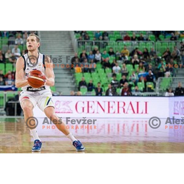 Jaka Blazic in action during FIBA Basketball World Cup 2019 European qualifiers basketball match between Slovenia and Belarus, Stozice Arena, Ljubljana, Slovenia on November 24, 2017