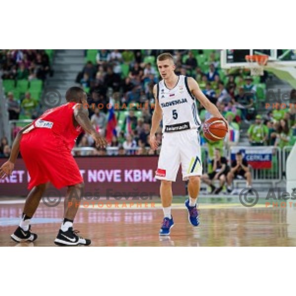 Luka Rupnik in action during FIBA Basketball World Cup 2019 European qualifiers basketball match between Slovenia and Belarus, Stozice Arena, Ljubljana, Slovenia on November 24, 2017
