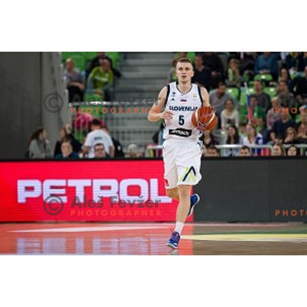 Luka Rupnik in action during FIBA Basketball World Cup 2019 European qualifiers basketball match between Slovenia and Belarus, Stozice Arena, Ljubljana, Slovenia on November 24, 2017
