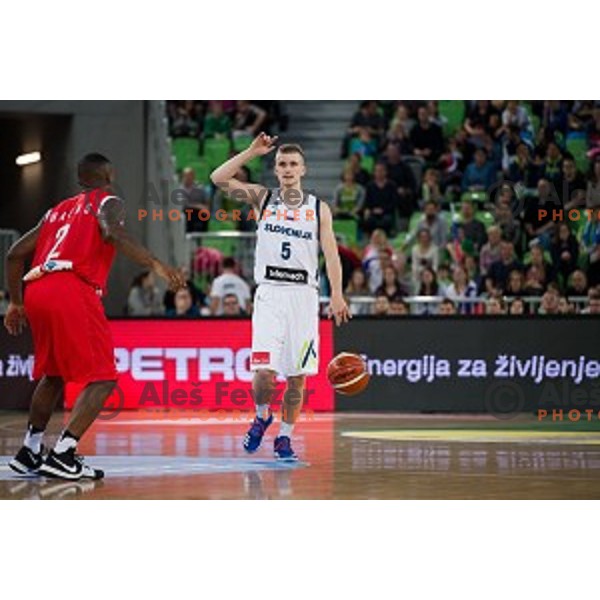 Luka Rupnik in action during FIBA Basketball World Cup 2019 European qualifiers basketball match between Slovenia and Belarus, Stozice Arena, Ljubljana, Slovenia on November 24, 2017