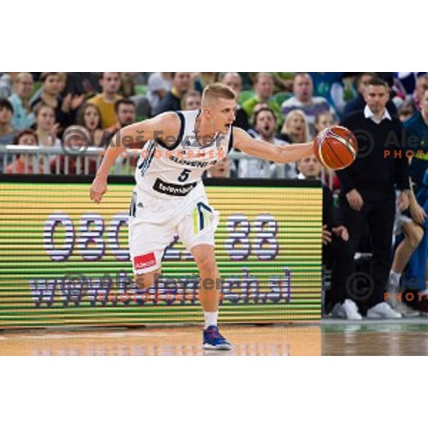 Luka Rupnik in action during FIBA Basketball World Cup 2019 European qualifiers basketball match between Slovenia and Belarus, Stozice Arena, Ljubljana, Slovenia on November 24, 2017