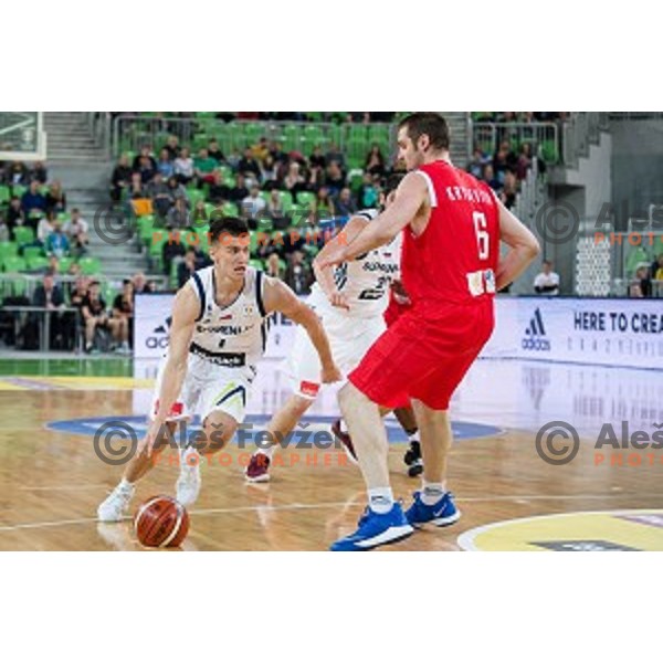 Matic Rebec in action during FIBA Basketball World Cup 2019 European qualifiers basketball match between Slovenia and Belarus, Stozice Arena, Ljubljana, Slovenia on November 24, 2017