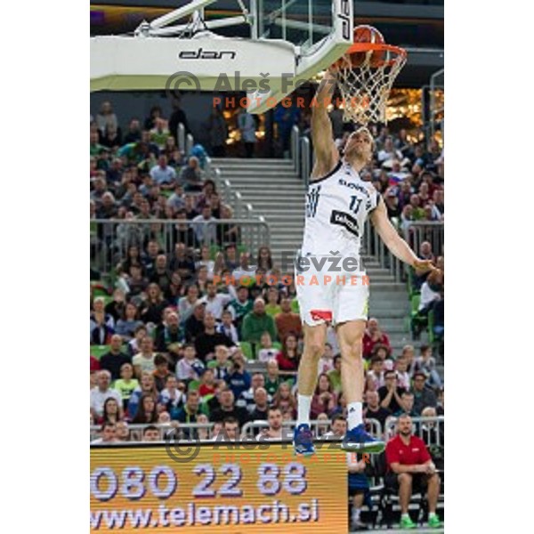 Luka Rupnik in action during FIBA Basketball World Cup 2019 European qualifiers basketball match between Slovenia and Belarus, Stozice Arena, Ljubljana, Slovenia on November 24, 2017