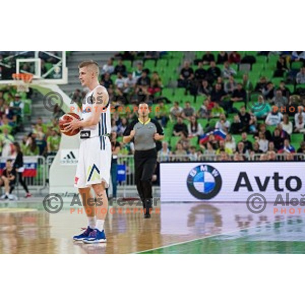 Luka Rupnik in action during FIBA Basketball World Cup 2019 European qualifiers basketball match between Slovenia and Belarus, Stozice Arena, Ljubljana, Slovenia on November 24, 2017