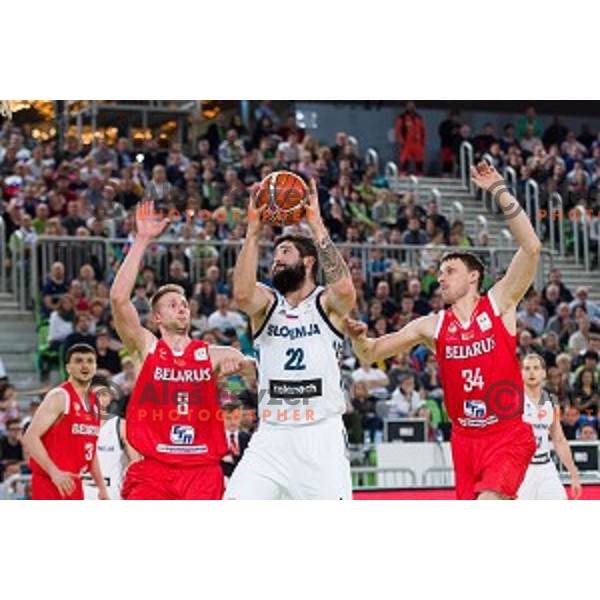 Ziga Dimec in action during FIBA Basketball World Cup 2019 European qualifiers basketball match between Slovenia and Belarus, Stozice Arena, Ljubljana, Slovenia on November 24, 2017