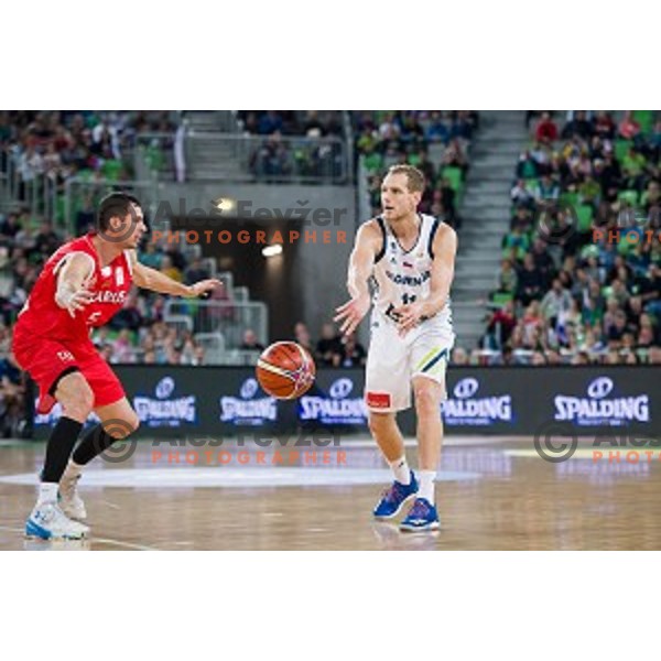 Jaka Blazic in action during FIBA Basketball World Cup 2019 European qualifiers basketball match between Slovenia and Belarus, Stozice Arena, Ljubljana, Slovenia on November 24, 2017