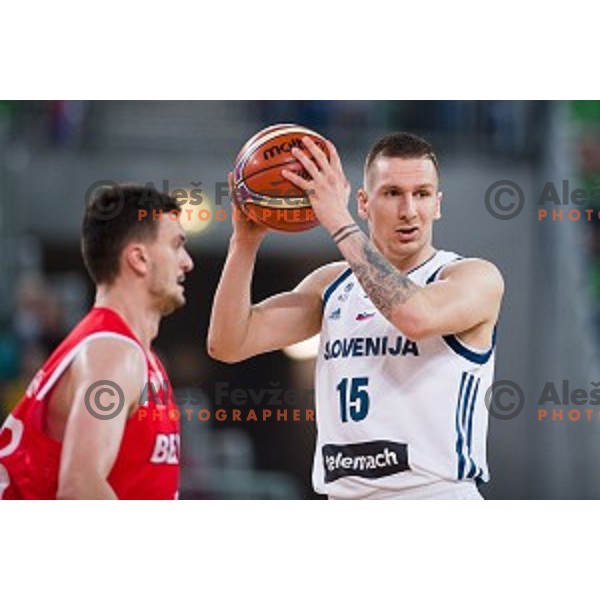 Gregor Hrovat in action during FIBA Basketball World Cup 2019 European qualifiers basketball match between Slovenia and Belarus, Stozice Arena, Ljubljana, Slovenia on November 24, 2017