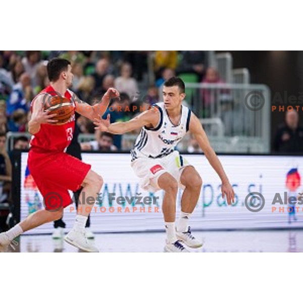 Zan Mark Sisko in action during FIBA Basketball World Cup 2019 European qualifiers basketball match between Slovenia and Belarus, Stozice Arena, Ljubljana, Slovenia on November 24, 2017