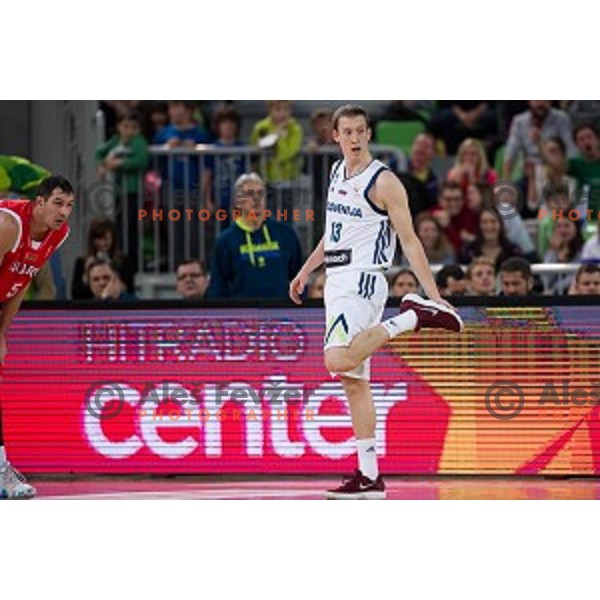 Miha Lapornik in action during FIBA Basketball World Cup 2019 European qualifiers basketball match between Slovenia and Belarus, Stozice Arena, Ljubljana, Slovenia on November 24, 2017