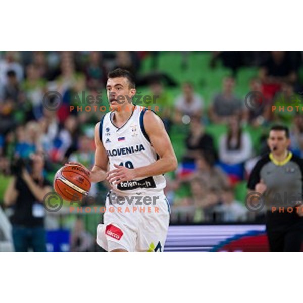 Zan Mark Sisko in action during FIBA Basketball World Cup 2019 European qualifiers basketball match between Slovenia and Belarus, Stozice Arena, Ljubljana, Slovenia on November 24, 2017