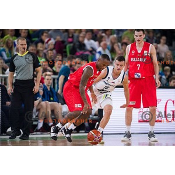 Zan Mark Sisko in action during FIBA Basketball World Cup 2019 European qualifiers basketball match between Slovenia and Belarus, Stozice Arena, Ljubljana, Slovenia on November 24, 2017