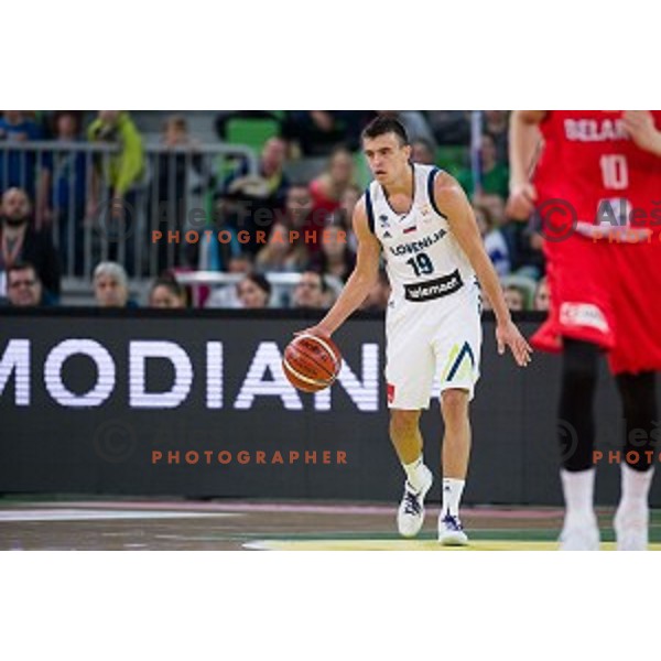 Zan Mark Sisko in action during FIBA Basketball World Cup 2019 European qualifiers basketball match between Slovenia and Belarus, Stozice Arena, Ljubljana, Slovenia on November 24, 2017