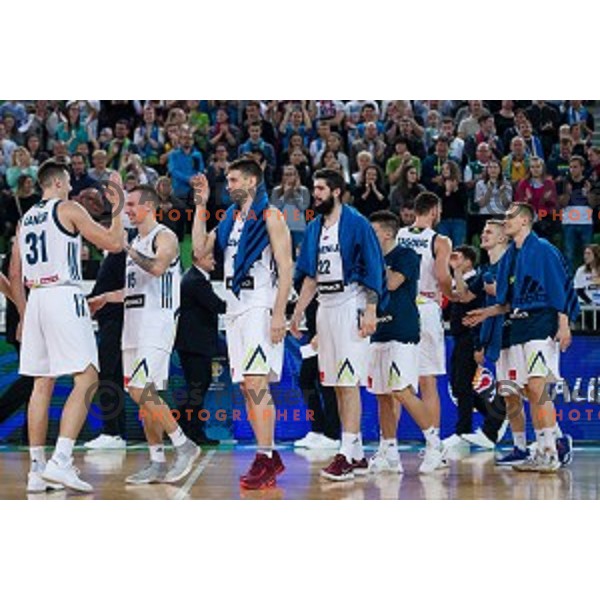 Team Slovenia in action during FIBA Basketball World Cup 2019 European qualifiers basketball match between Slovenia and Belarus, Stozice Arena, Ljubljana, Slovenia on November 24, 2017