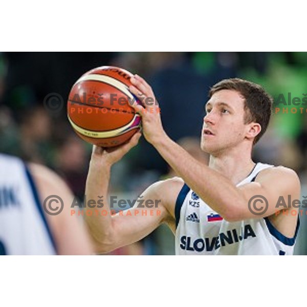 Blaz Makhovec in action during FIBA Basketball World Cup 2019 European qualifiers basketball match between Slovenia and Belarus, Stozice Arena, Ljubljana, Slovenia on November 24, 2017