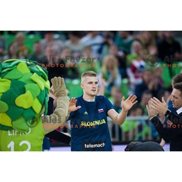 Luka Rupnik in action during FIBA Basketball World Cup 2019 European qualifiers basketball match between Slovenia and Belarus, Stozice Arena, Ljubljana, Slovenia on November 24, 2017