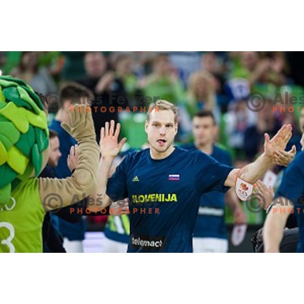 Jaka Blazic in action during FIBA Basketball World Cup 2019 European qualifiers basketball match between Slovenia and Belarus, Stozice Arena, Ljubljana, Slovenia on November 24, 2017