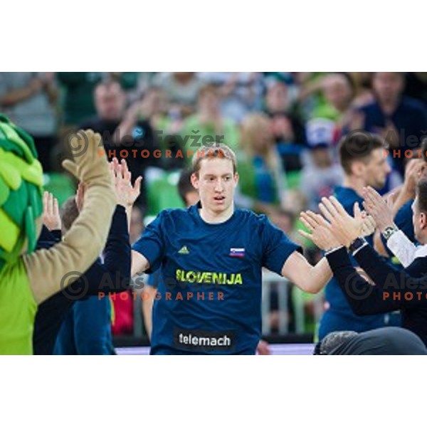 Miha Lapornik in action during FIBA Basketball World Cup 2019 European qualifiers basketball match between Slovenia and Belarus, Stozice Arena, Ljubljana, Slovenia on November 24, 2017