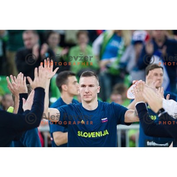 Gregor Hrovat in action during FIBA Basketball World Cup 2019 European qualifiers basketball match between Slovenia and Belarus, Stozice Arena, Ljubljana, Slovenia on November 24, 2017