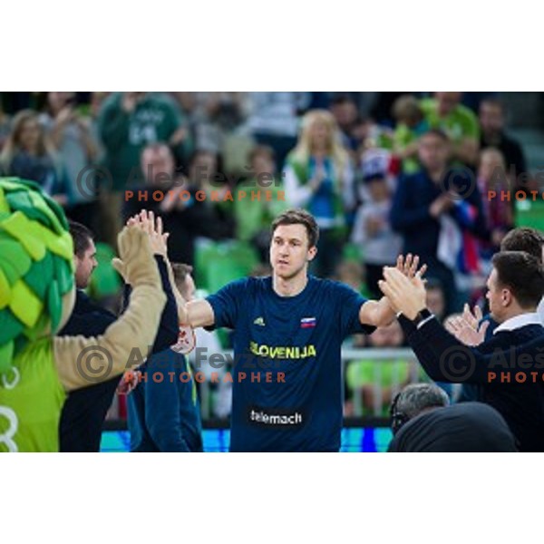 Blaz Makhovec in action during FIBA Basketball World Cup 2019 European qualifiers basketball match between Slovenia and Belarus, Stozice Arena, Ljubljana, Slovenia on November 24, 2017