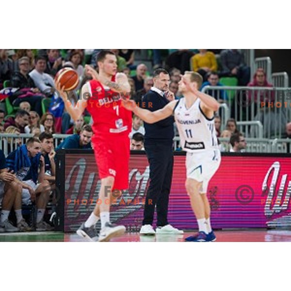 Rado Trifunovic in action during FIBA Basketball World Cup 2019 European qualifiers basketball match between Slovenia and Belarus, Stozice Arena, Ljubljana, Slovenia on November 24, 2017