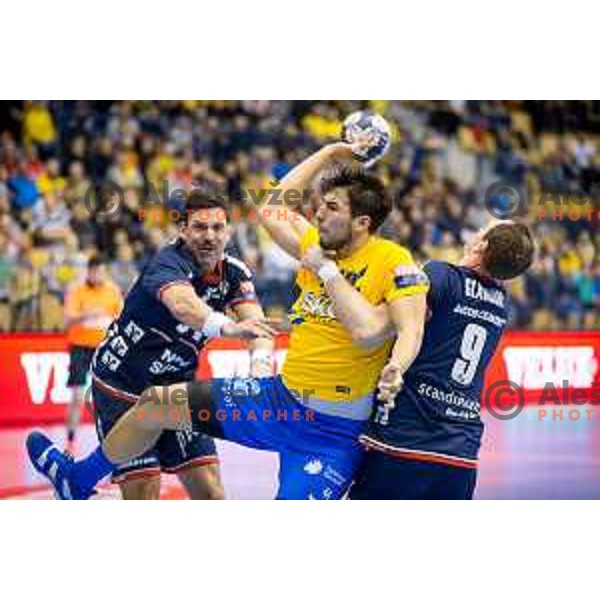Daniel Dujshebaev Dobichevaeva of Celje in action during EHF Champions League 2017/18 handball match between Celje PL and Flensburg, played in Arena Zlatorog, Celje, Slovenia on November 26, 2017