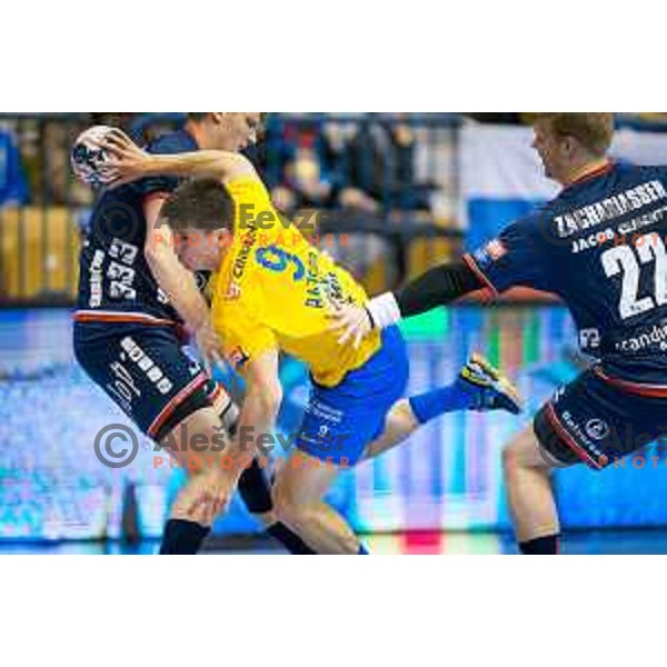 David Razgor of Celje in action during EHF Champions League 2017/18 handball match between Celje PL and Flensburg, played in Arena Zlatorog, Celje, Slovenia on November 26, 2017