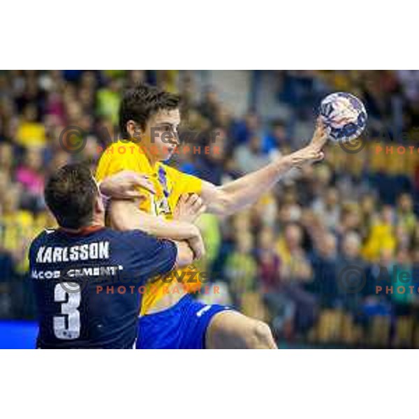 Matic Groselj of Celje in action during EHF Champions League 2017/18 handball match between Celje PL and Flensburg, played in Arena Zlatorog, Celje, Slovenia on November 26, 2017