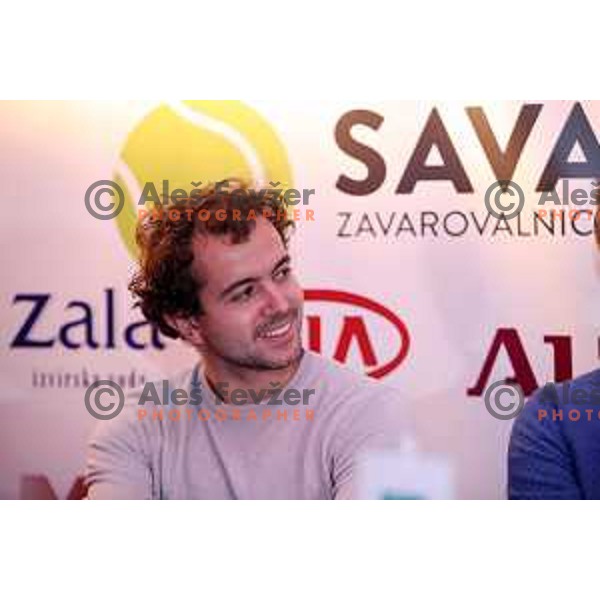 Nik Razborsek of Slovenia Davis Cup team at press conference in Ljubljana on November 29, 2017