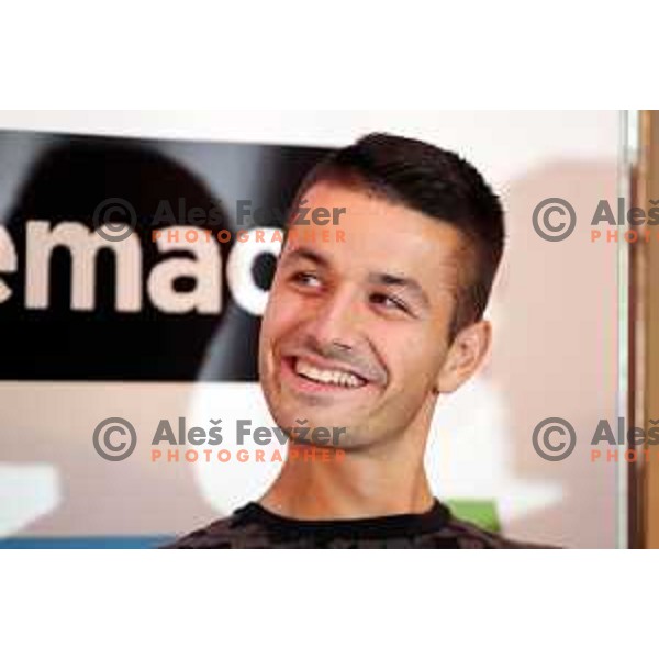 Mike Urbanija of Slovenia Davis Cup team at press conference in Ljubljana on November 29, 2017