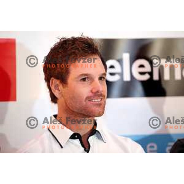 Blaz Kavcic of Slovenia Davis Cup team at press conference in Ljubljana on November 29, 2017