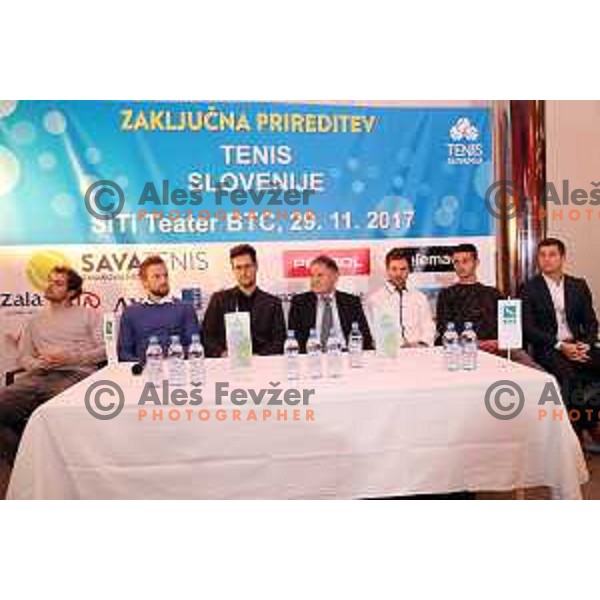 of Slovenia Davis and FED Cup team at press conference in Ljubljana on November 29, 2017