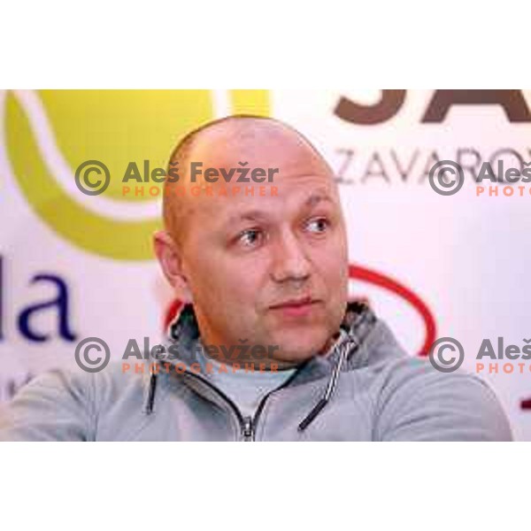 Andrej Krasevec, captain of Slovenia FED Cup team at press conference in Ljubljana on November 29, 2017