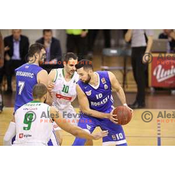 Mitja Nikolic of Rogaska in action during Nova KBM league basketball match between Petrol Olimpija and Rogaska in Tivoli Hall, Ljubljana, Slovenia on December 1, 2017