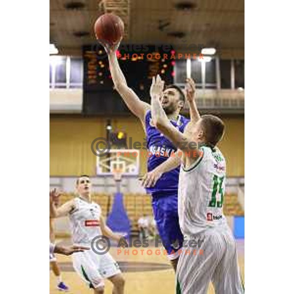 Dragan Djuranovic of Rogaska in action during Nova KBM league basketball match between Petrol Olimpija and Rogaska in Tivoli Hall, Ljubljana, Slovenia on December 1, 2017
