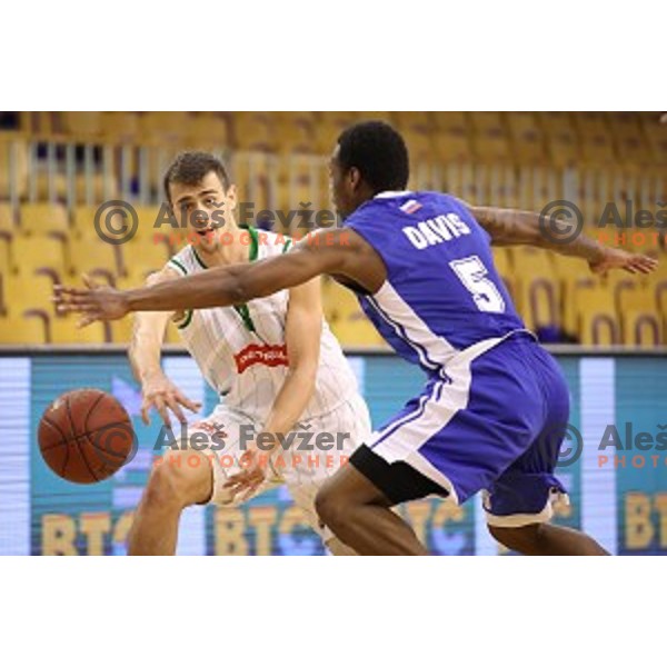Roko Badzim in action during Nova KBM league basketball match between Petrol Olimpija and Rogaska in Tivoli Hall, Ljubljana, Slovenia on December 1, 2017
