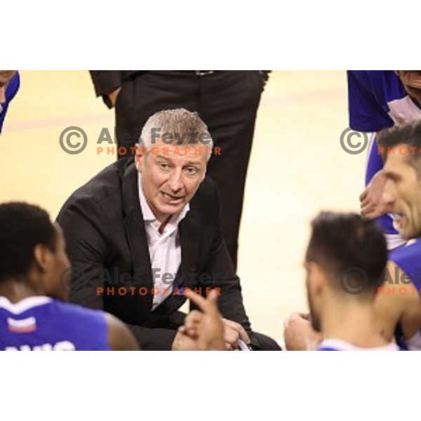 Damjan Novakovic, head coach of Rogaska in action during Nova KBM league basketball match between Petrol Olimpija and Rogaska in Tivoli Hall, Ljubljana, Slovenia on December 1, 2017