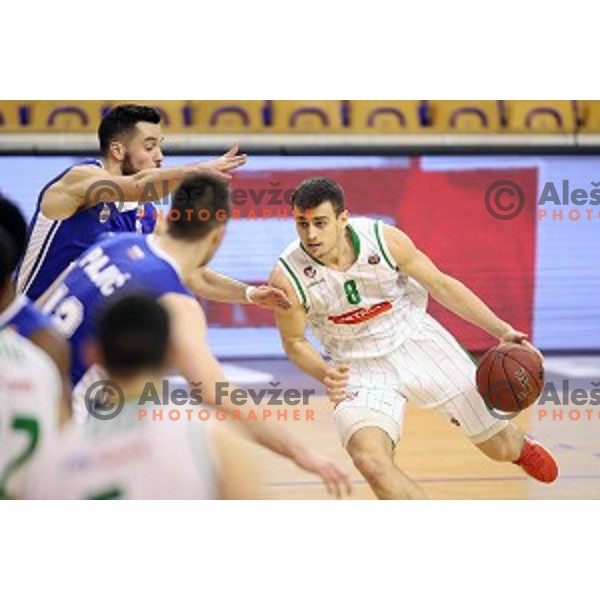 Roko Badzim in action during Nova KBM league basketball match between Petrol Olimpija and Rogaska in Tivoli Hall, Ljubljana, Slovenia on December 1, 2017
