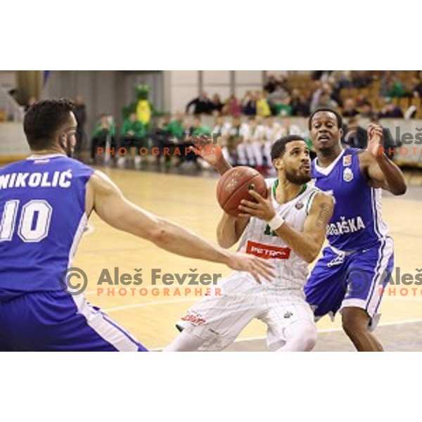 Talor Battle in action during Nova KBM league basketball match between Petrol Olimpija and Rogaska in Tivoli Hall, Ljubljana, Slovenia on December 1, 2017