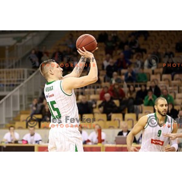 Gregor Hrovat in action during Nova KBM league basketball match between Petrol Olimpija and Rogaska in Tivoli Hall, Ljubljana, Slovenia on December 1, 2017