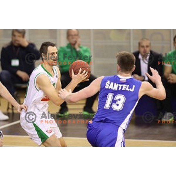 Domen Lorbek in action during Nova KBM league basketball match between Petrol Olimpija and Rogaska in Tivoli Hall, Ljubljana, Slovenia on December 1, 2017