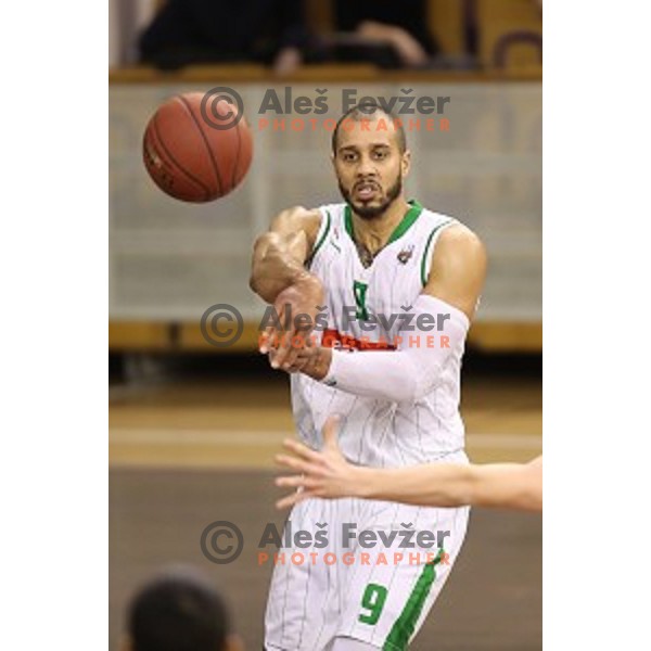 Jordan Morgan in action during Nova KBM league basketball match between Petrol Olimpija and Rogaska in Tivoli Hall, Ljubljana, Slovenia on December 1, 2017