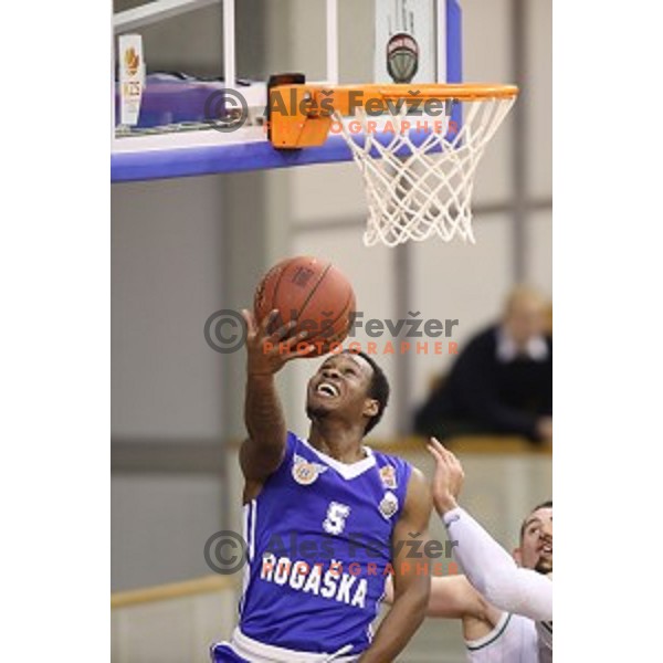 Rashun Jarrel Davis of Rogaska in action during Nova KBM league basketball match between Petrol Olimpija and Rogaska in Tivoli Hall, Ljubljana, Slovenia on December 1, 2017