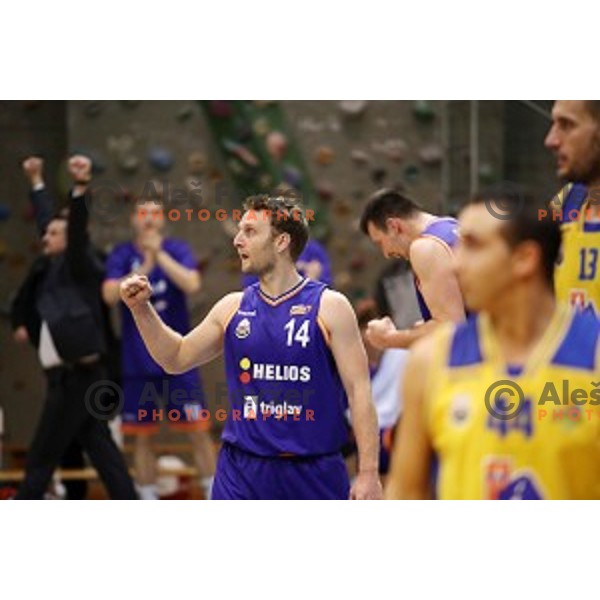 Jure Mocnik in action during Nova KBM league basketball match between Sencur GGD and Helios Suns in Sencur Sports Hall, Slovenia on December 2, 2017