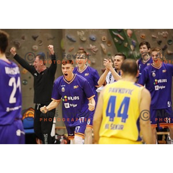 Nejc Klavzar of Helios Suns in action during Nova KBM league basketball match between Sencur GGD and Helios Suns in Sencur Sports Hall, Slovenia on December 2, 2017