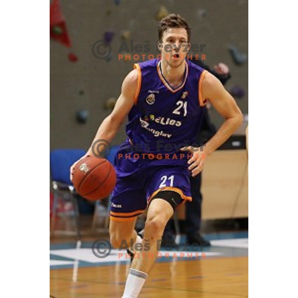 Blaz Mahkovic of Helios Suns in action during Nova KBM league basketball match between Sencur GGD and Helios Suns in Sencur Sports Hall, Slovenia on December 2, 2017