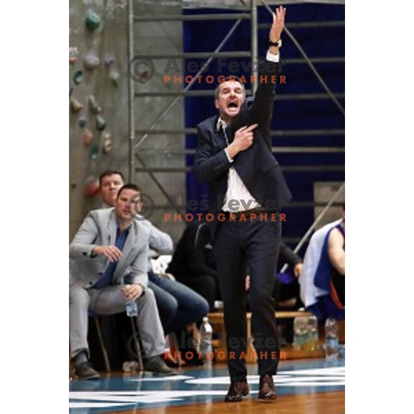 Jovan Beader, head coach of Helios Suns in action during Nova KBM league basketball match between Sencur GGD and Helios Suns in Sencur Sports Hall, Slovenia on December 2, 2017