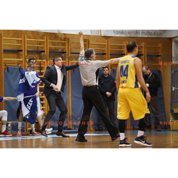 Jovan Beader, head coach of Helios Suns in action during Nova KBM league basketball match between Sencur GGD and Helios Suns in Sencur Sports Hall, Slovenia on December 2, 2017