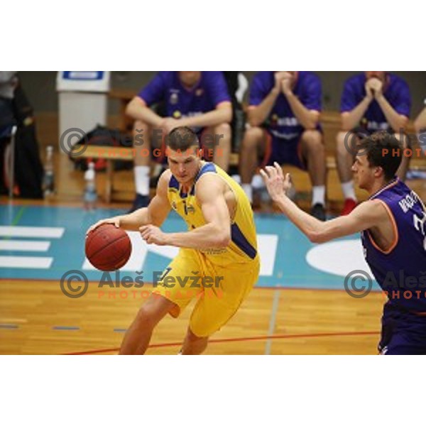 Edo Muric of Sencur GGD in action during Nova KBM league basketball match between Sencur GGD and Helios Suns in Sencur Sports Hall, Slovenia on December 2, 2017