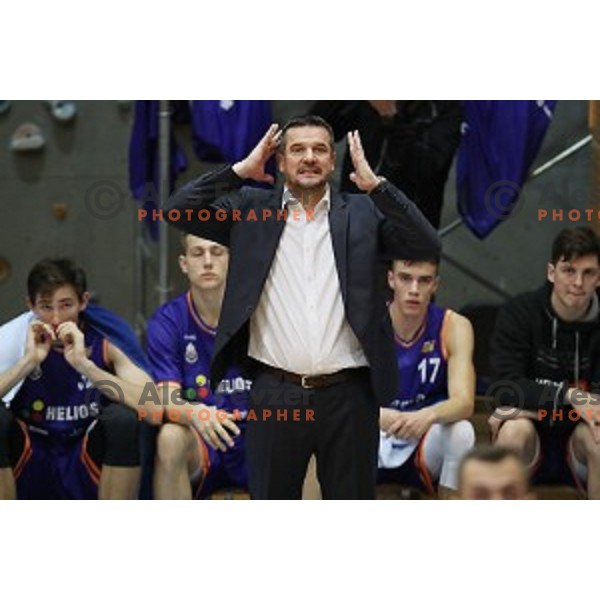 Jovan Beader, head coach of Helios Suns in action during Nova KBM league basketball match between Sencur GGD and Helios Suns in Sencur Sports Hall, Slovenia on December 2, 2017