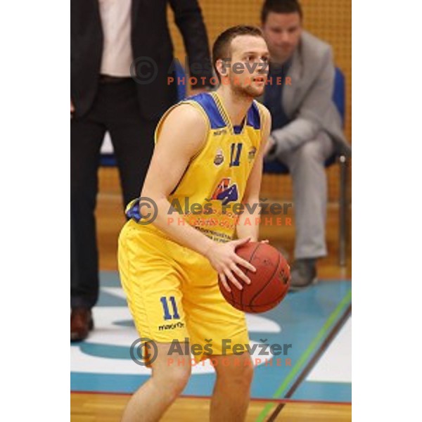 Nejc Martincic of Sencur GGD in action during Nova KBM league basketball match between Sencur GGD and Helios Suns in Sencur Sports Hall, Slovenia on December 2, 2017